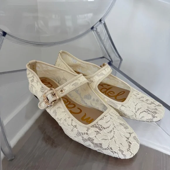 Sam Edelman Michaela Mary Jane Flat - Ivory Lace - Picture 2 of 5
